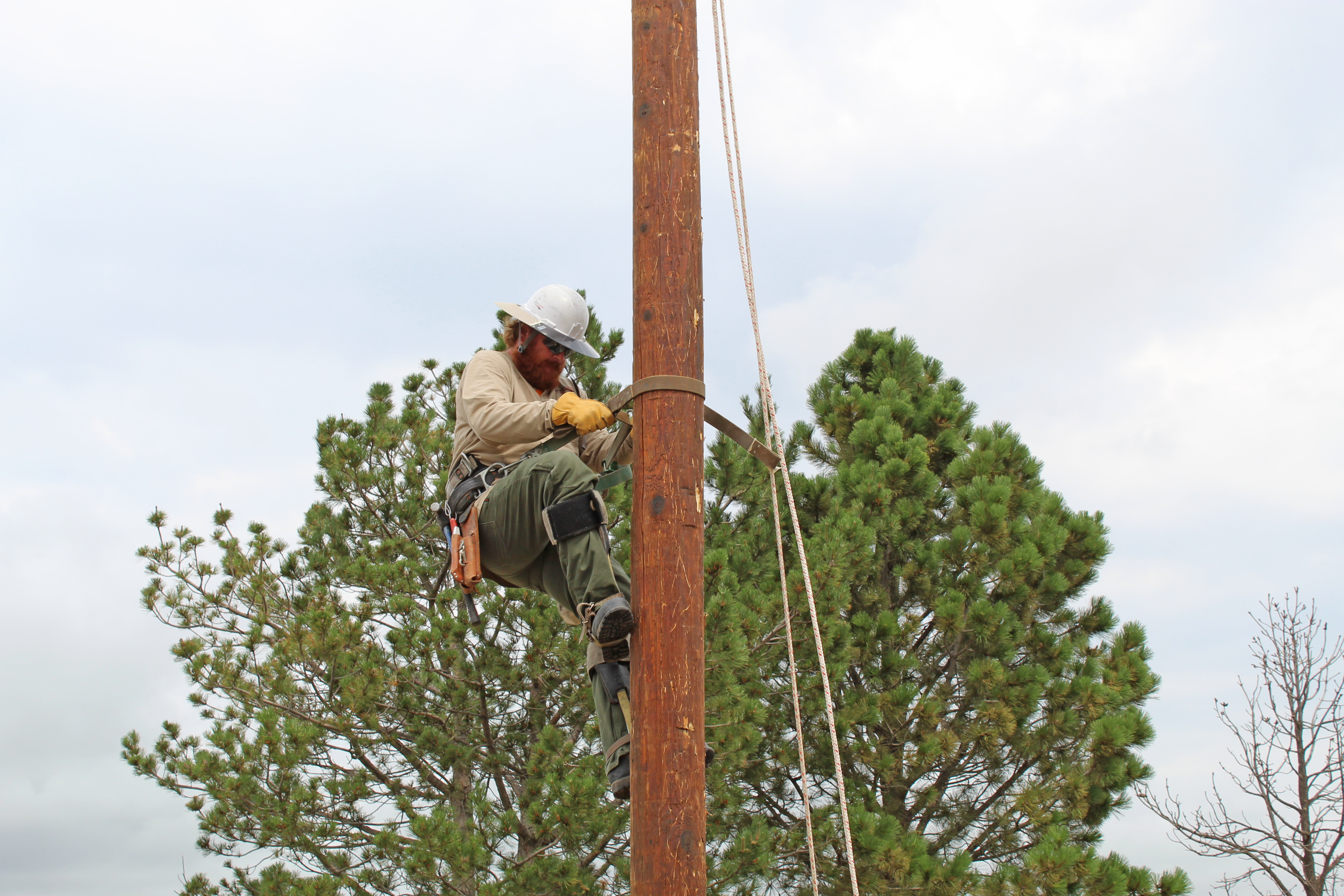 Dalton Clark during pole top rescue training 