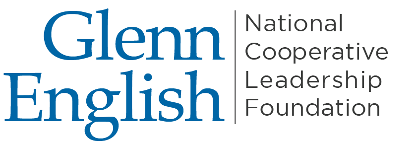 Glenn English National Cooperative Leadership Foundation logo in blue and dark gray text.