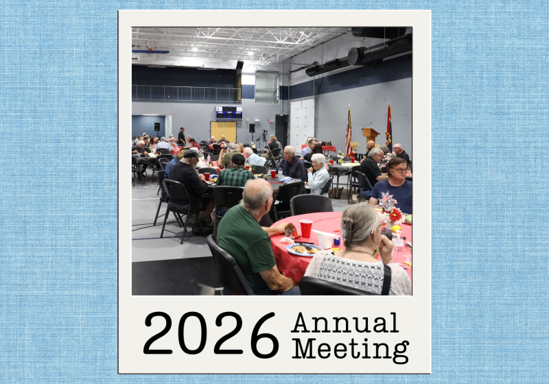 Members attending the 2026 High West Energy Annual Meeting seated at tables during the business meeting and cooperative updates.