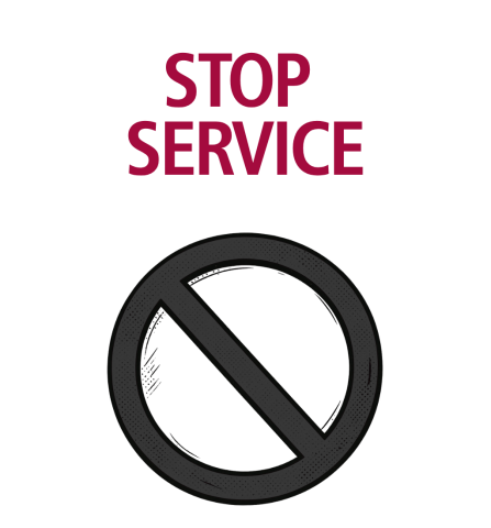 Stop Service icon featuring a prohibition symbol beneath the words ‘Stop Service.’