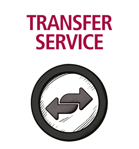 Transfer Service icon featuring the words ‘Transfer Service’ above a circular symbol containing two arrows pointing in opposite directions, representing the transfer of electric service between locations or account holders.